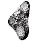 Grey Black Succulent Resilience - Asymmetric Metal Wall Clock