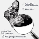 Grey Black Succulent Resilience - Asymmetric Metal Wall Clock