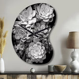 Grey Black Succulent Resilience - Asymmetric Metal Wall Clock