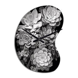 Grey Black Succulent Resilience - Asymmetric Metal Wall Clock
