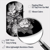 Grey Black Succulent Resilience - Asymmetric Metal Wall Clock