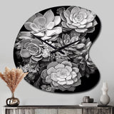 Grey Black Succulent Resilience - Asymmetric Metal Wall Clock