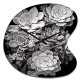 Grey Black Succulent Resilience - Asymmetric Metal Wall Clock