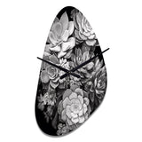Grey Black Succulent Resilience - Asymmetric Metal Wall Clock