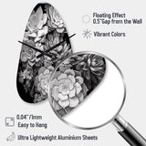 Grey Black Succulent Resilience - Asymmetric Metal Wall Clock