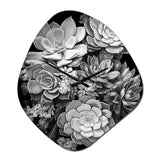 Grey Black Succulent Resilience - Asymmetric Metal Wall Clock