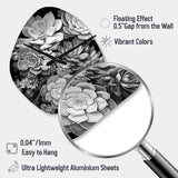 Grey Black Succulent Resilience - Asymmetric Metal Wall Clock