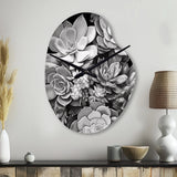 Grey Black Succulent Resilience - Asymmetric Metal Wall Clock