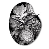 Grey Black Succulent Resilience - Asymmetric Metal Wall Clock