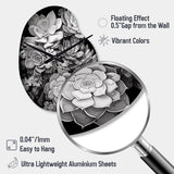 Grey Black Succulent Resilience - Asymmetric Metal Wall Clock