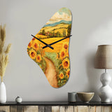 Golden Cheerful Sunflowers II - Asymmetric Metal Wall Clock