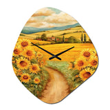 Golden Cheerful Sunflowers II - Asymmetric Metal Wall Clock