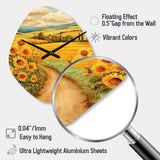 Golden Cheerful Sunflowers II - Asymmetric Metal Wall Clock