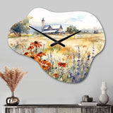 Green White Meadow At The Farm II - Asymmetric Metal Wall Clock