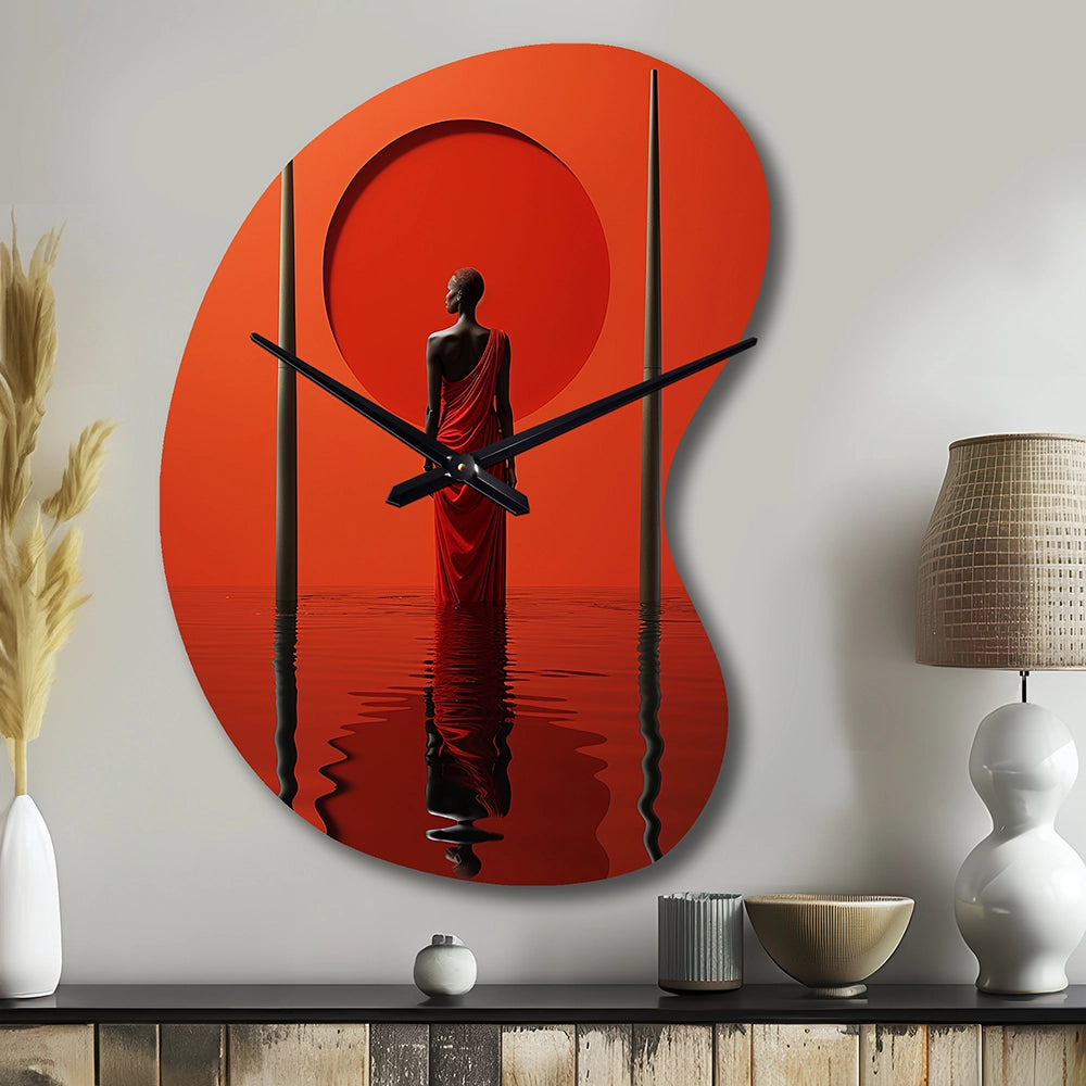 African Tribes Himba Reflections I - Asymmetric Metal Wall Clock
