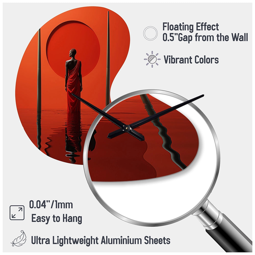 African Tribes Himba Reflections I - Asymmetric Metal Wall Clock