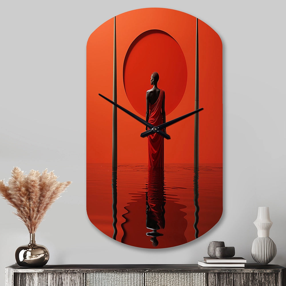 African Tribes Himba Reflections I - Asymmetric Metal Wall Clock