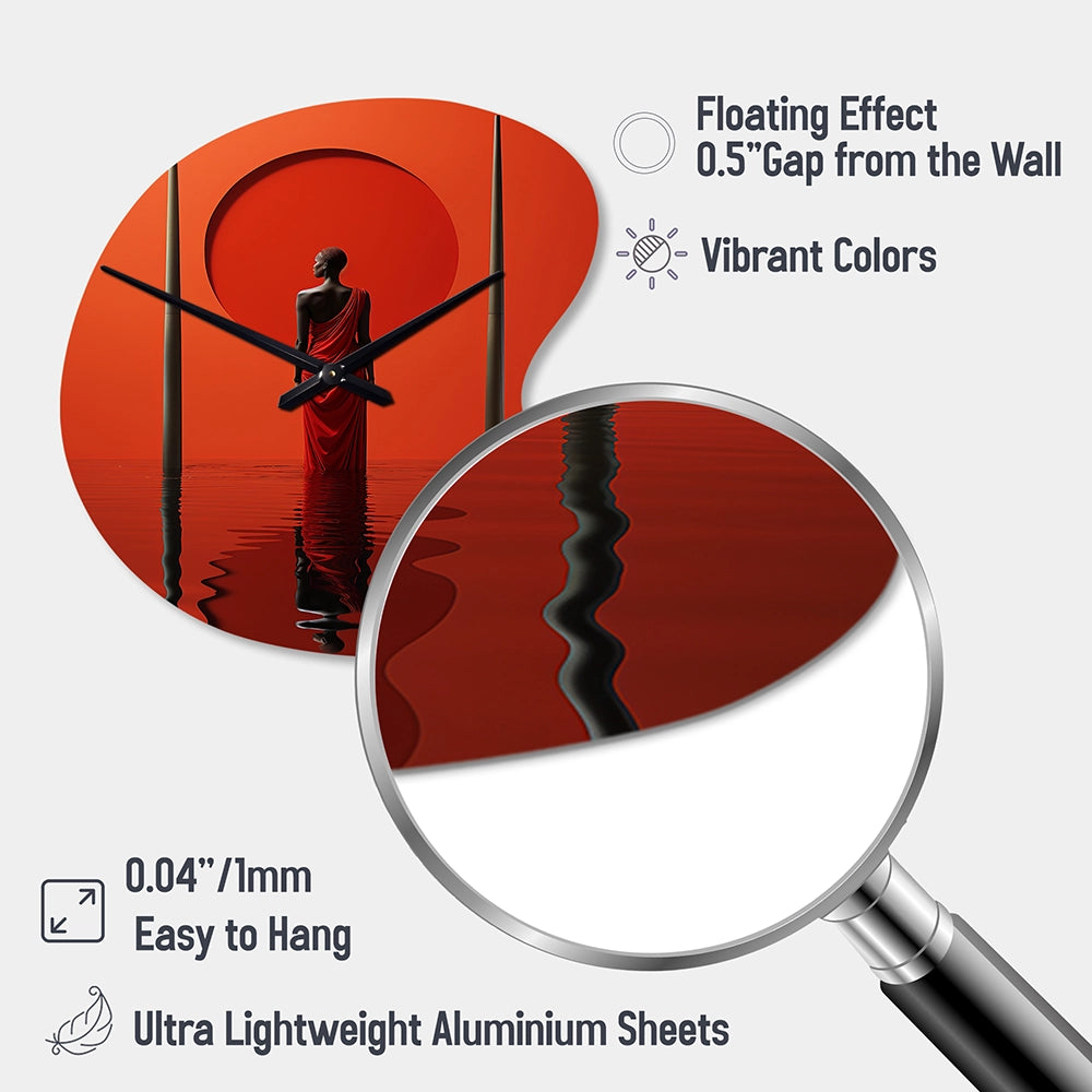 African Tribes Himba Reflections I - Asymmetric Metal Wall Clock