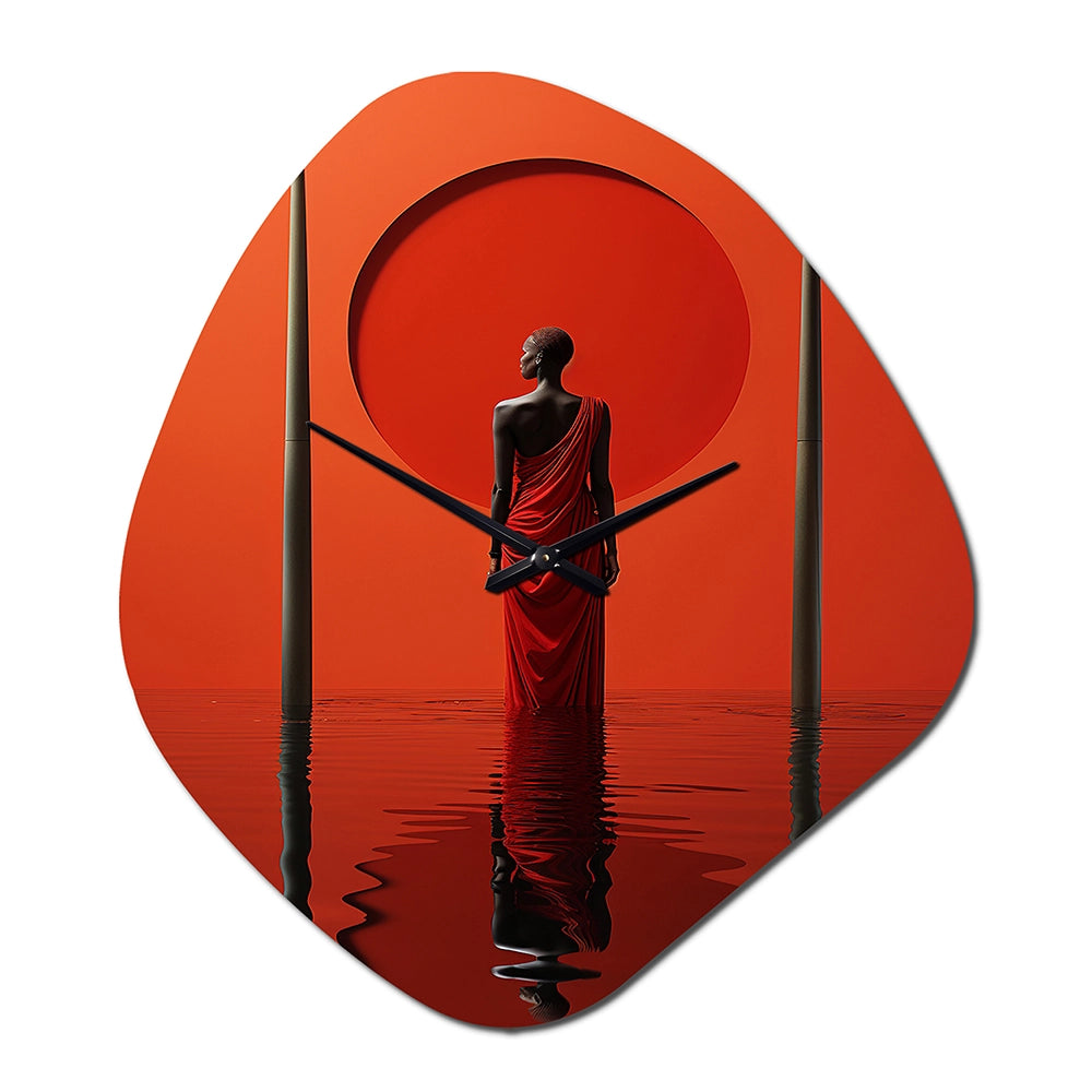 African Tribes Himba Reflections I - Asymmetric Metal Wall Clock