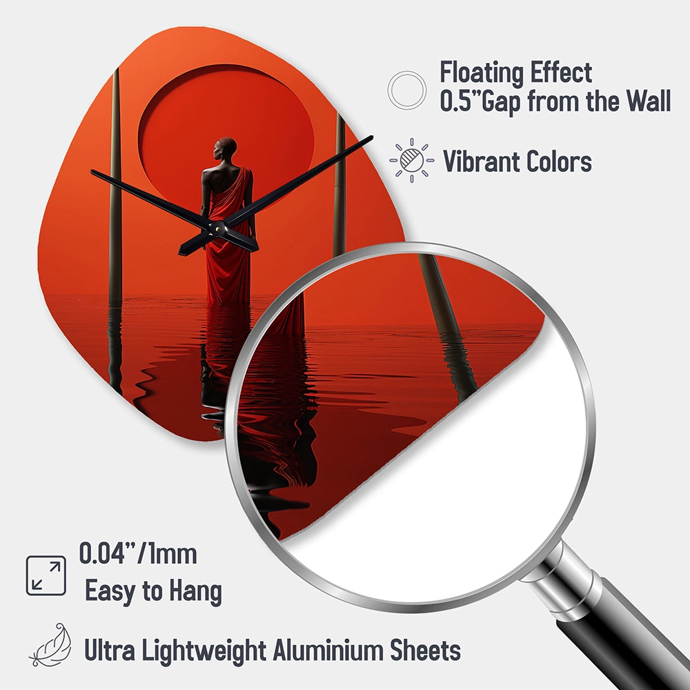African Tribes Himba Reflections I - Asymmetric Metal Wall Clock