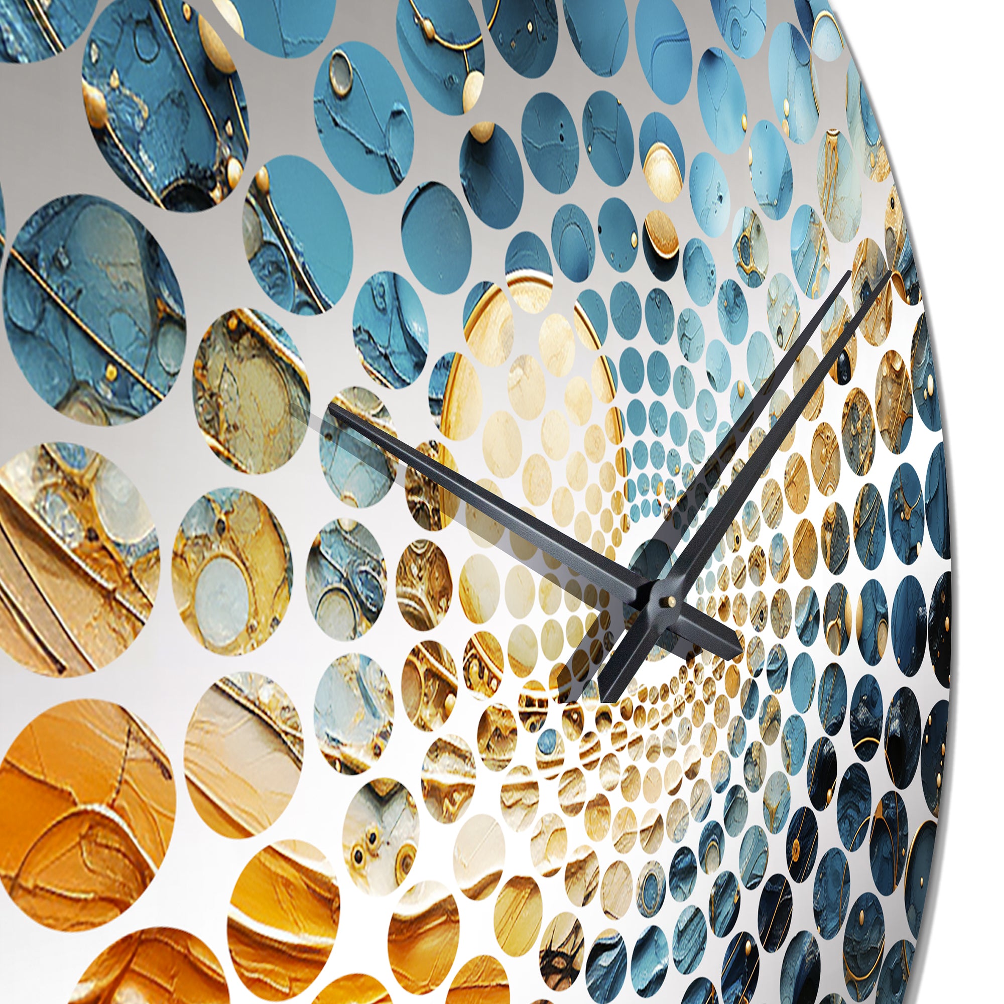 Beige Planetary Harmony On Blue - Spiritual Metal Wall Clock