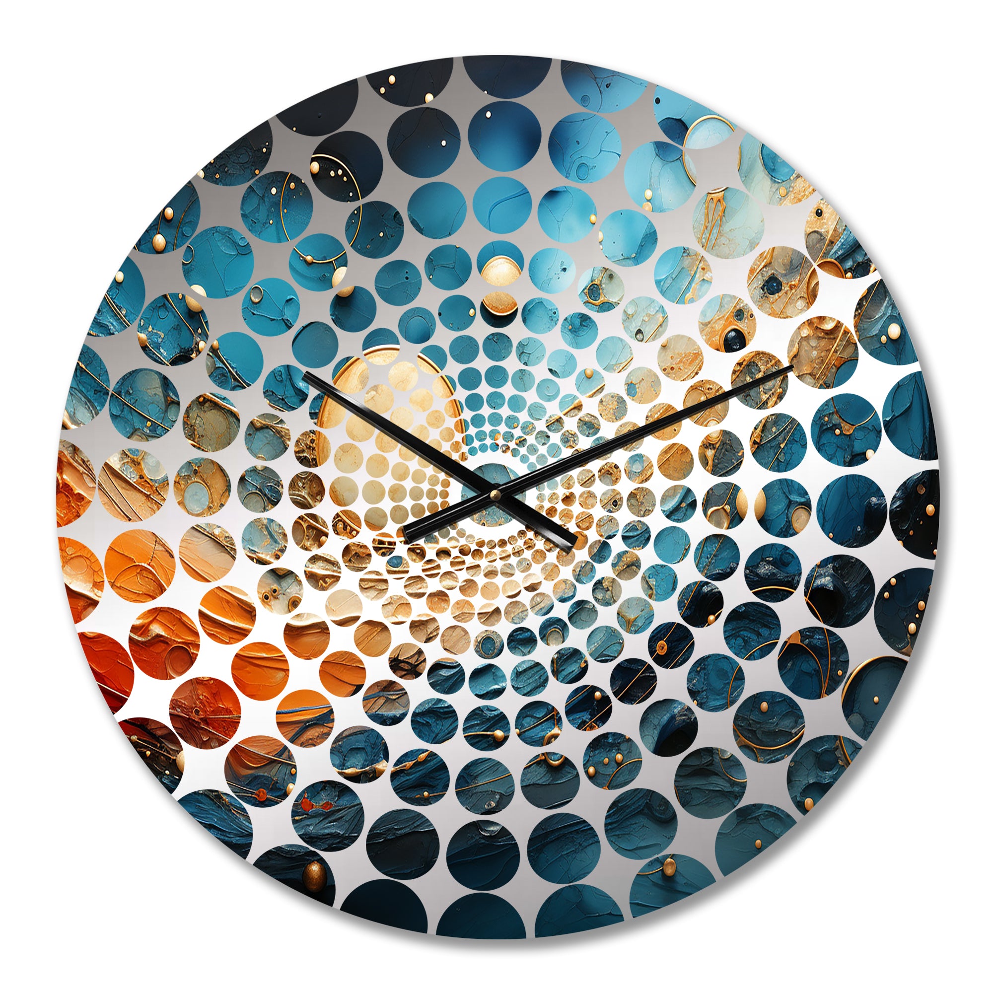 Beige Planetary Harmony On Blue - Spiritual Metal Wall Clock