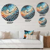 Beige Planetary Harmony On Blue - Spiritual Metal Wall Clock