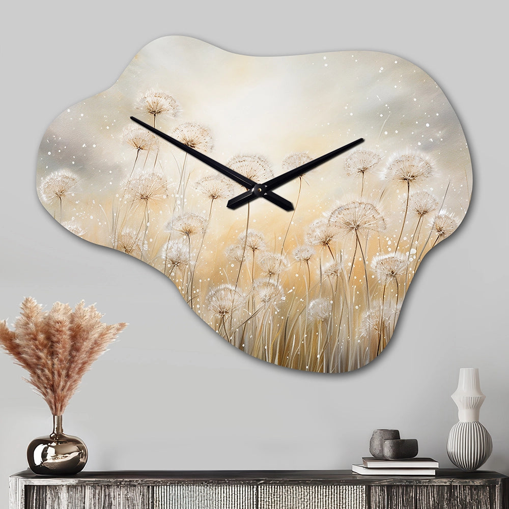 Dandelion Field Breeze - Asymmetric Metal Wall Clock
