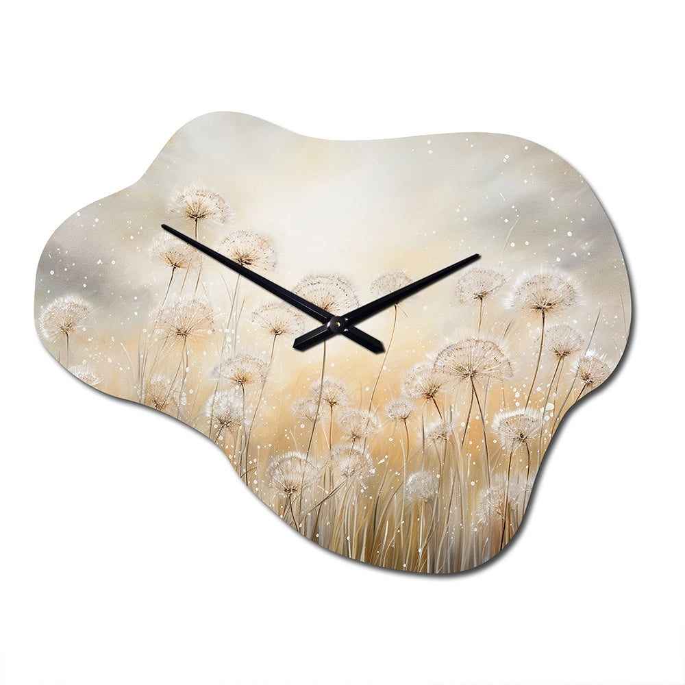 Dandelion Field Breeze - Asymmetric Metal Wall Clock