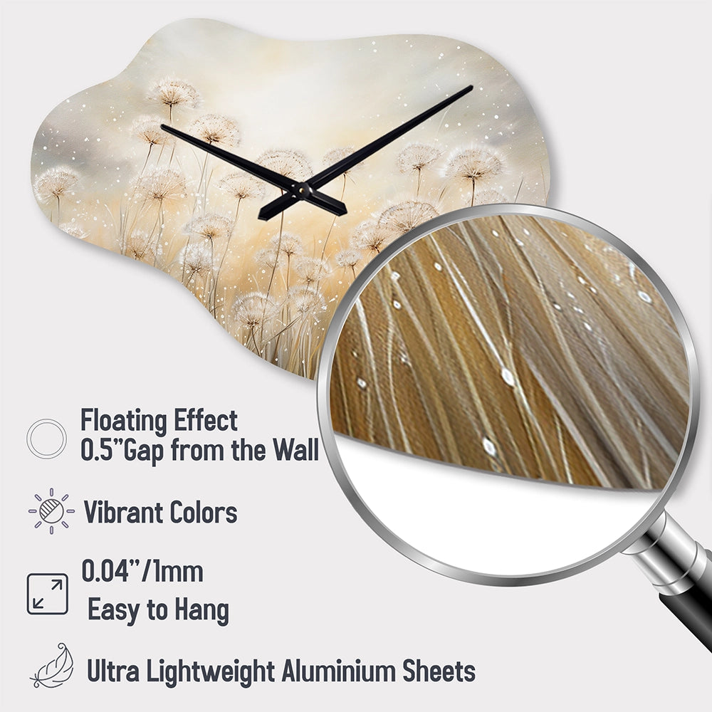 Dandelion Field Breeze - Asymmetric Metal Wall Clock