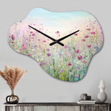 Wild Flowers Meadows - Asymmetric Metal Wall Clock
