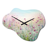 Wild Flowers Meadows - Asymmetric Metal Wall Clock