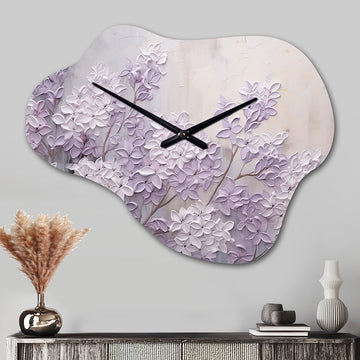 Blooming Lilac Melody I - Asymmetric Metal Wall Clock