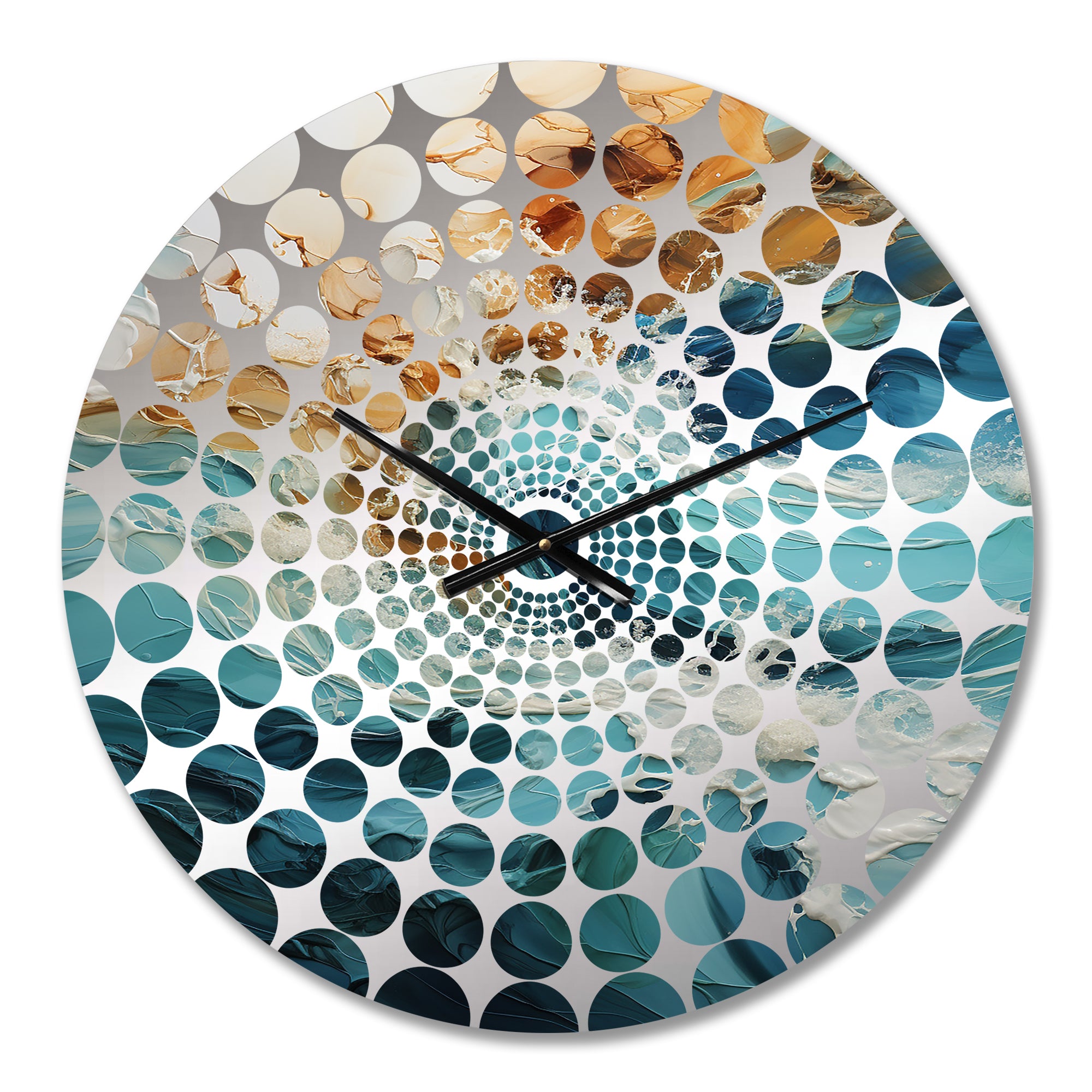 Ocean White And Blue Currents II - Coastal Metal Wall Clock
