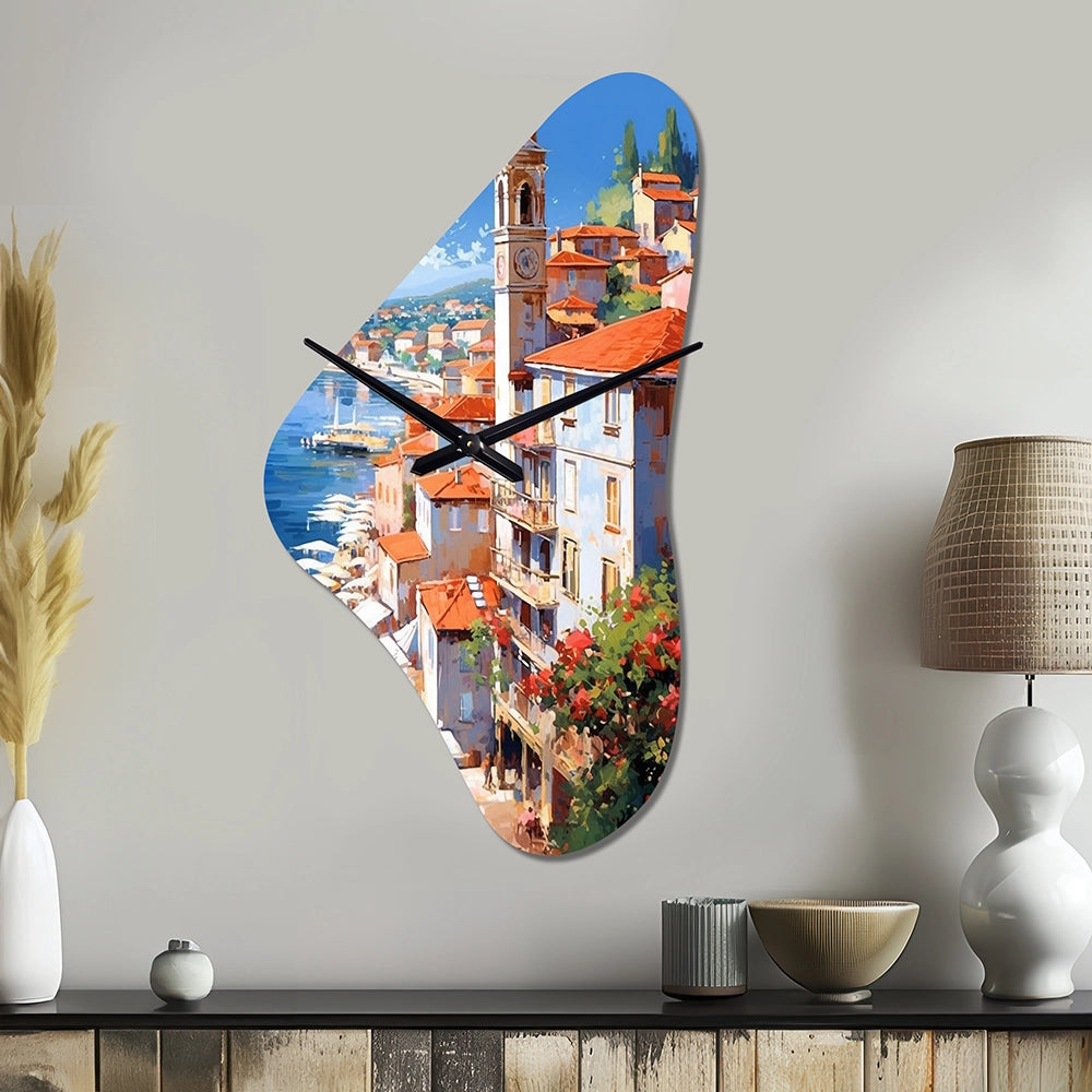 Beautiful Scenery In Italy I - Asymmetric Metal Wall Clock