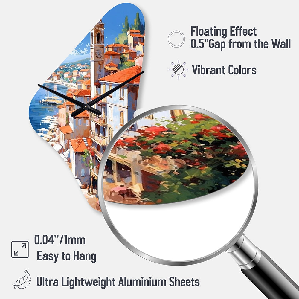 Beautiful Scenery In Italy I - Asymmetric Metal Wall Clock