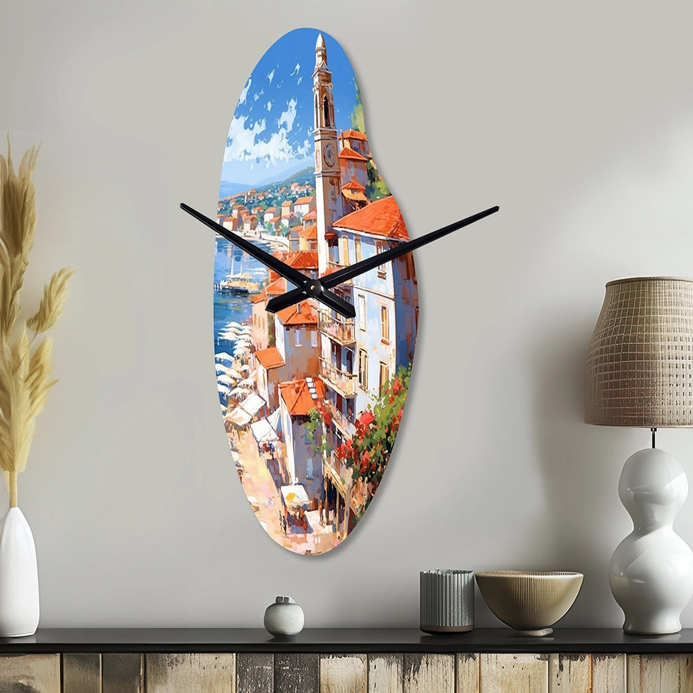 Beautiful Scenery In Italy I - Asymmetric Metal Wall Clock
