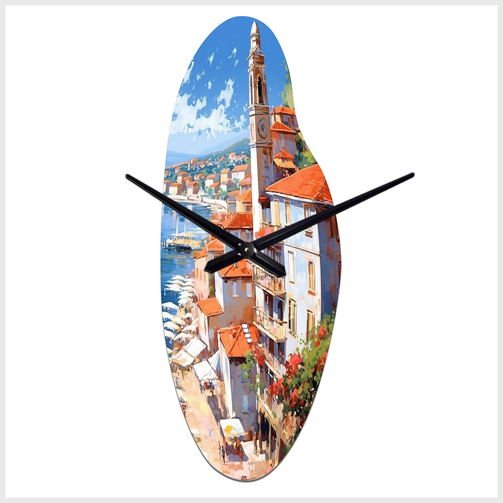 Beautiful Scenery In Italy I - Asymmetric Metal Wall Clock