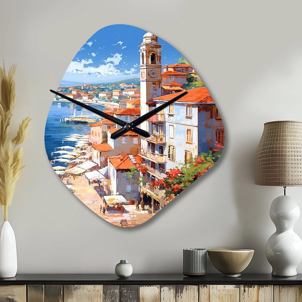 Beautiful Scenery In Italy I - Asymmetric Metal Wall Clock
