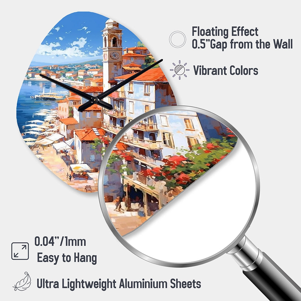 Beautiful Scenery In Italy I - Asymmetric Metal Wall Clock