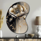 Grey Gold Flower Bouquet V - Asymmetric Metal Wall Clock