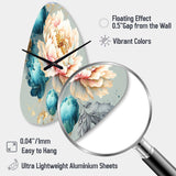 Turquoise Fractal Flower in Dark - Floral Metal Circle Wall Art