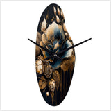 Navy Blue And Gold Rose II - Asymmetric Metal Wall Clock