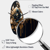 Navy Blue And Gold Rose II - Asymmetric Metal Wall Clock