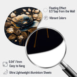 Navy Blue And Gold Rose II - Asymmetric Metal Wall Clock