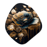 Navy Blue And Gold Rose II - Asymmetric Metal Wall Clock