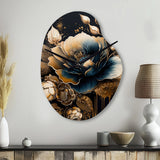 Navy Blue And Gold Rose II - Asymmetric Metal Wall Clock