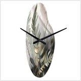 Green Fern Whispers I - Asymmetric Metal Wall Clock