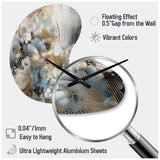 Golden Blue Silky Flower Design II - Asymmetric Metal Wall Clock