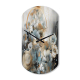 Golden Blue Silky Flower Design II - Asymmetric Metal Wall Clock